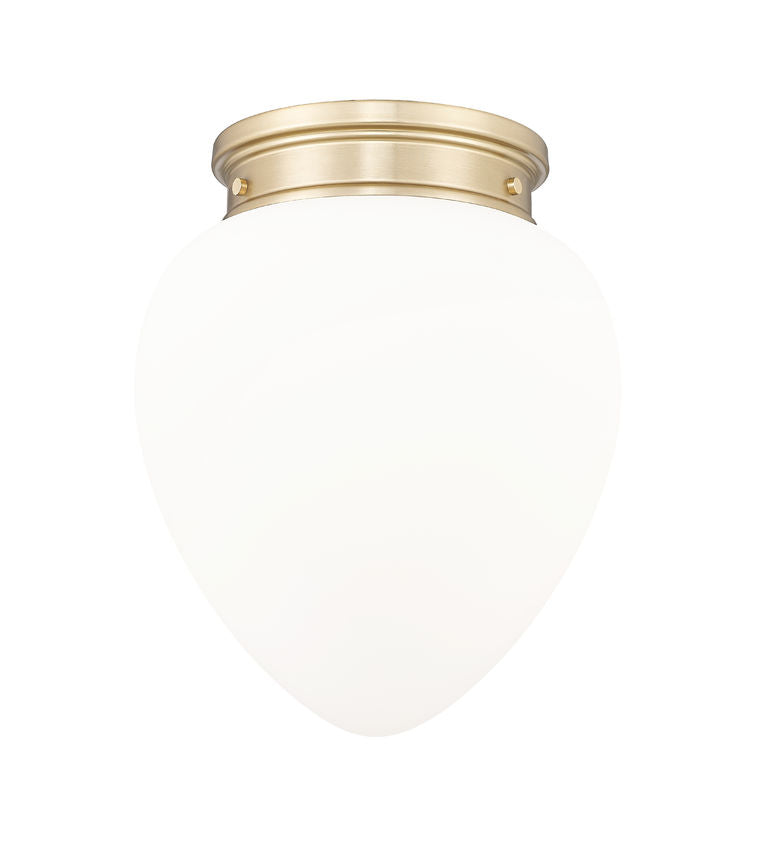 Z-Lite Gideon 13" 1-Light Modern Gold and Etched Opal Glass Shade Flush Mount Lighting
