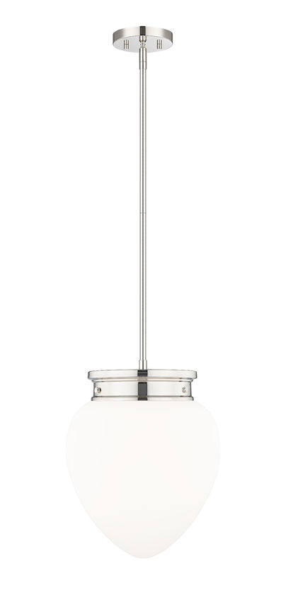 Z-Lite Gideon 13" 1-Light Polished Nickel and Etched Opal Glass Shade Pendant Light