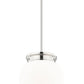 Z-Lite Gideon 13" 1-Light Polished Nickel and Etched Opal Glass Shade Pendant Light