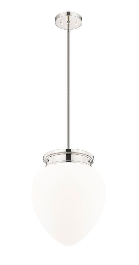 Z-Lite Gideon 13" 1-Light Polished Nickel and Etched Opal Glass Shade Pendant Light