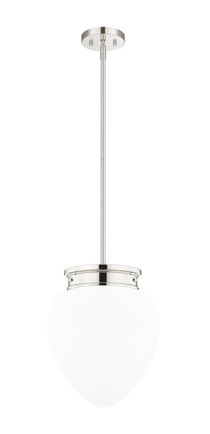 Z-Lite Gideon 13" 1-Light Polished Nickel and Etched Opal Glass Shade Pendant Light