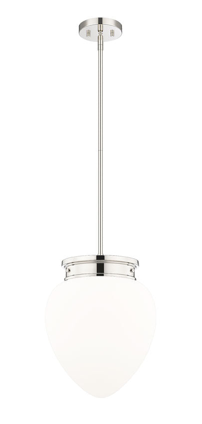 Z-Lite Gideon 13" 1-Light Polished Nickel and Etched Opal Glass Shade Pendant Light