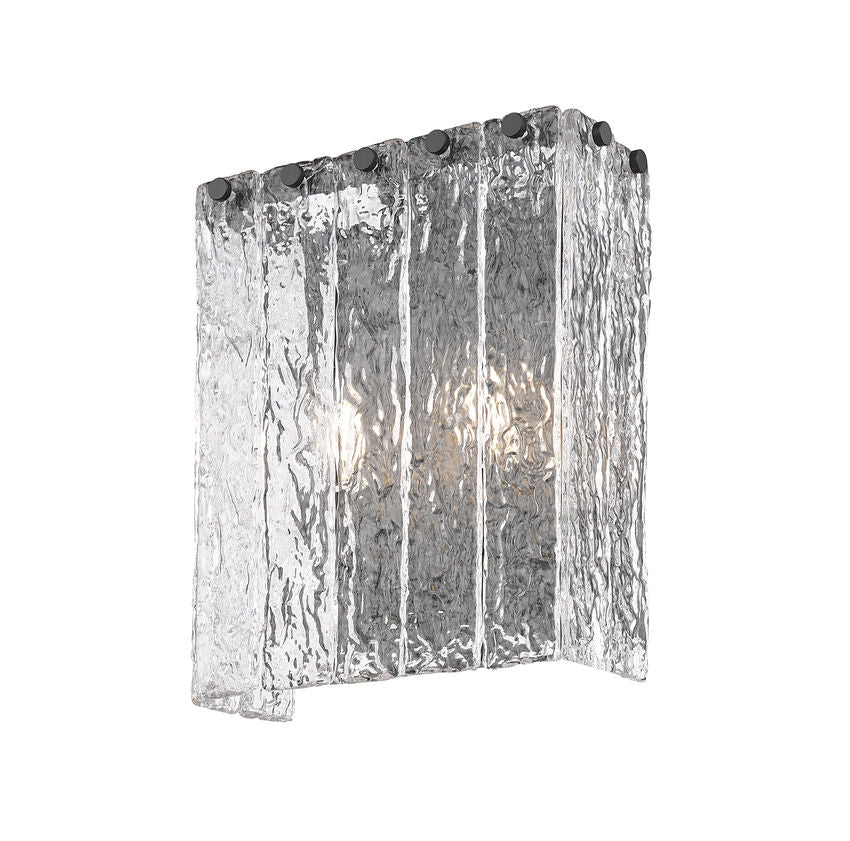 Z-Lite Glacier 10" 2-Light Matte Black Clear Glass Shade Wall Sconce