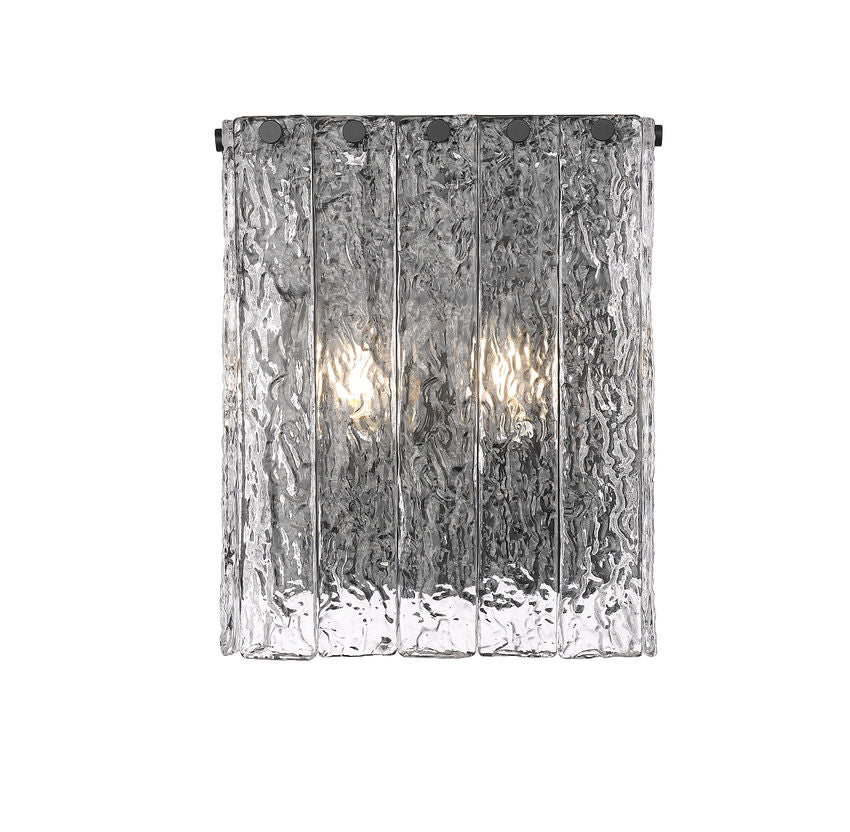 Z-Lite Glacier 10" 2-Light Matte Black Clear Glass Shade Wall Sconce