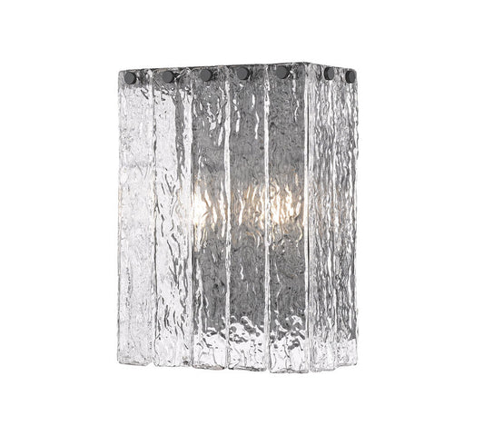 Z-Lite Glacier 10" 2-Light Matte Black Clear Glass Shade Wall Sconce