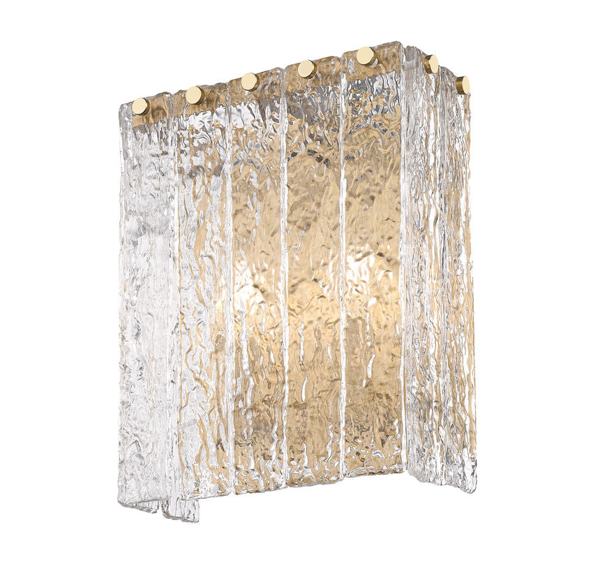 Z-Lite Glacier 10" 2-Light Modern Gold Clear Glass Shade Wall Sconce