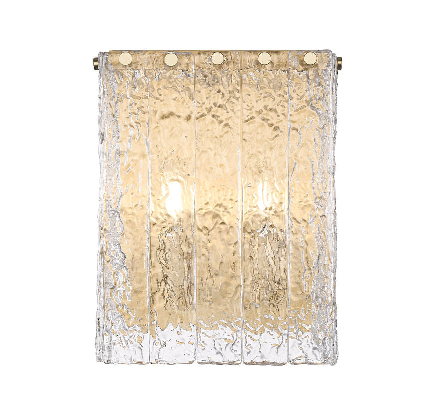 Z-Lite Glacier 10" 2-Light Modern Gold Clear Glass Shade Wall Sconce