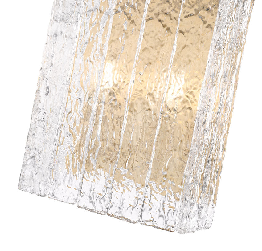 Z-Lite Glacier 10" 2-Light Modern Gold Clear Glass Shade Wall Sconce