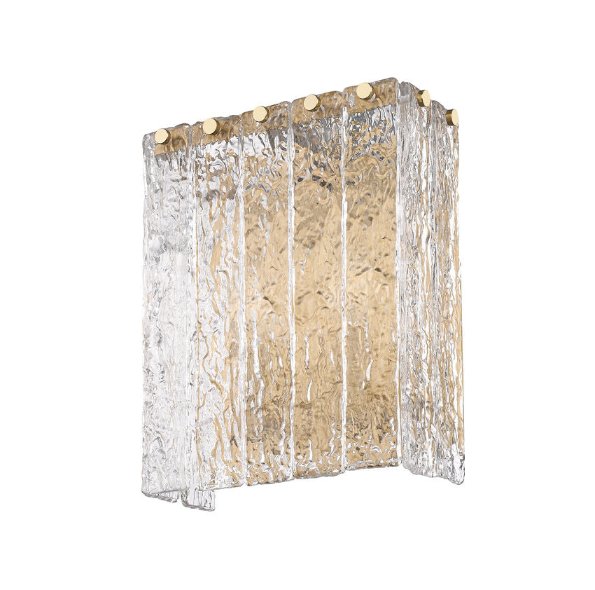 Z-Lite Glacier 10" 2-Light Modern Gold Clear Glass Shade Wall Sconce