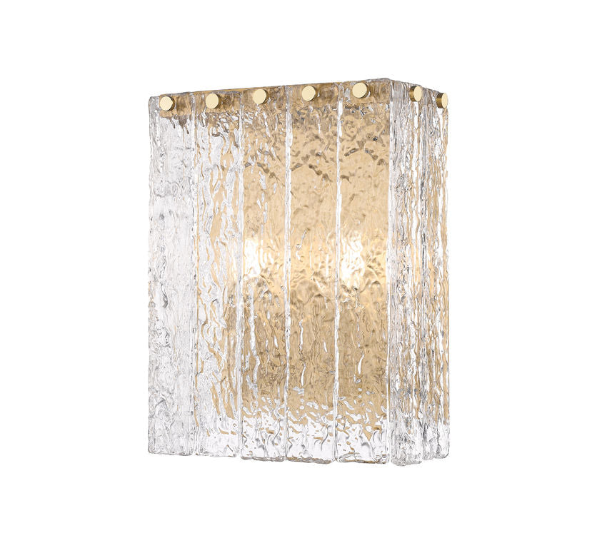 Z-Lite Glacier 10" 2-Light Modern Gold Clear Glass Shade Wall Sconce