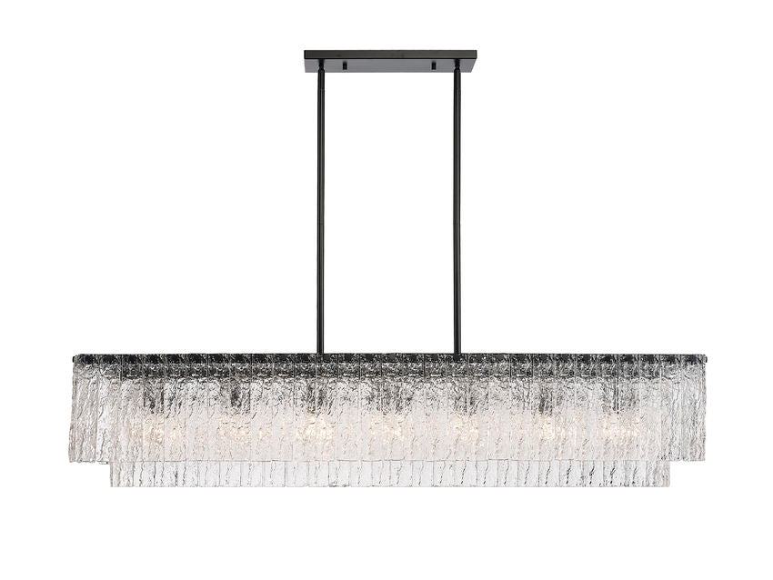 Z-Lite Glacier 12" 12-Light Matte Black Island Light With Clear Glass Shade