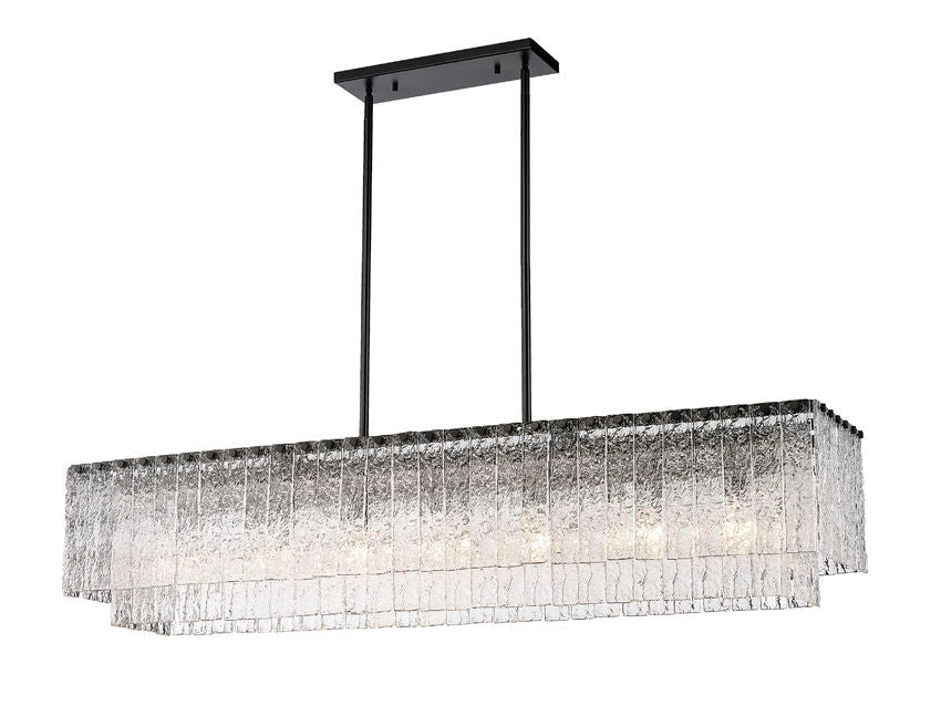 Z-Lite Glacier 12" 12-Light Matte Black Island Light With Clear Glass Shade