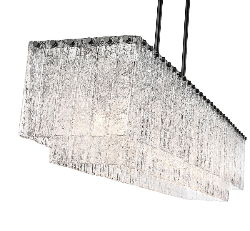 Z-Lite Glacier 12" 12-Light Matte Black Island Light With Clear Glass Shade