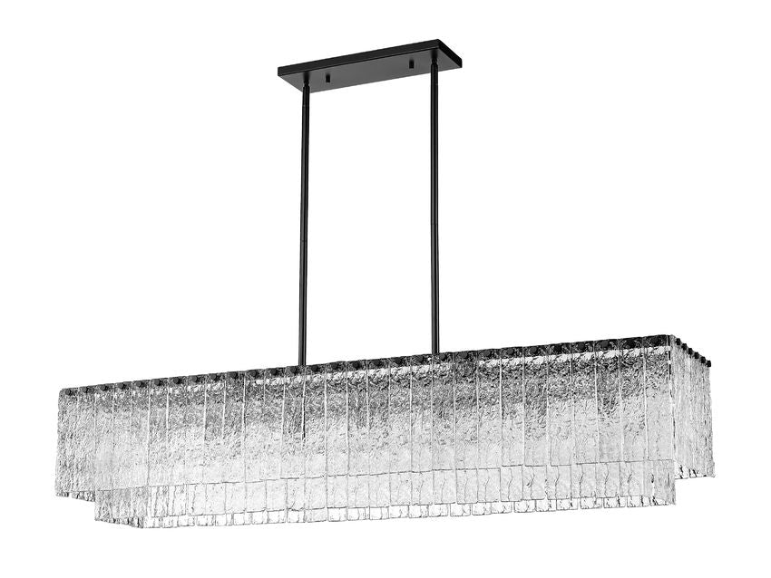 Z-Lite Glacier 12" 12-Light Matte Black Island Light With Clear Glass Shade