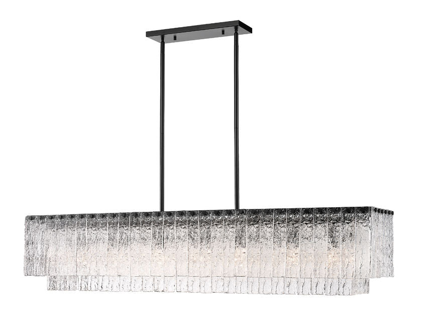 Z-Lite Glacier 12" 12-Light Matte Black Island Light With Clear Glass Shade
