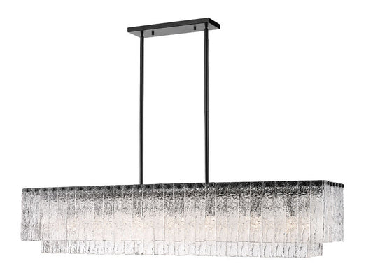 Z-Lite Glacier 12" 12-Light Matte Black Island Light With Clear Glass Shade