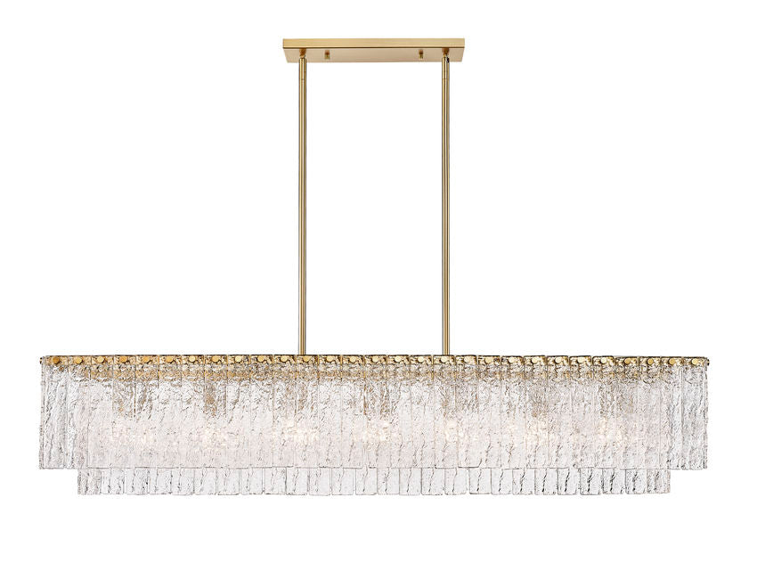 Z-Lite Glacier 12" 12-Light Modern Gold Island Light With Clear Glass Shade