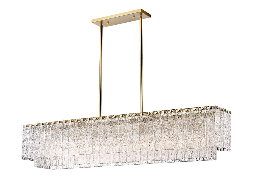 Z-Lite Glacier 12" 12-Light Modern Gold Island Light With Clear Glass Shade