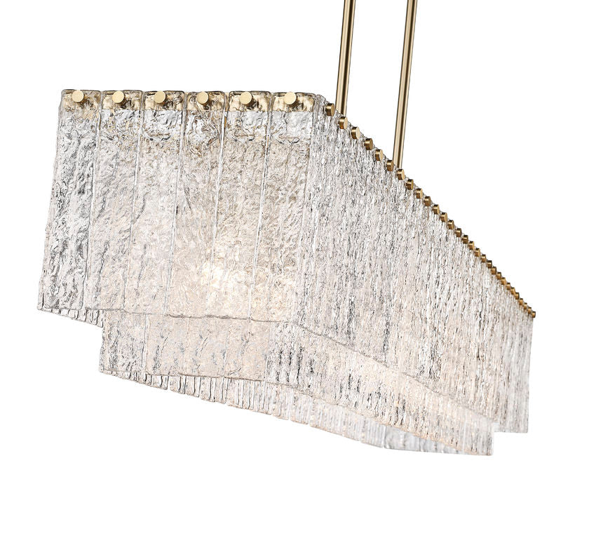 Z-Lite Glacier 12" 12-Light Modern Gold Island Light With Clear Glass Shade