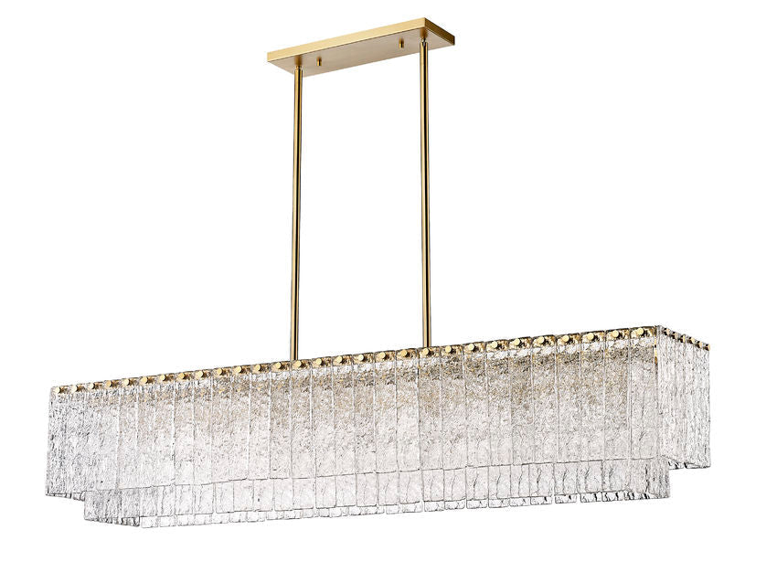 Z-Lite Glacier 12" 12-Light Modern Gold Island Light With Clear Glass Shade