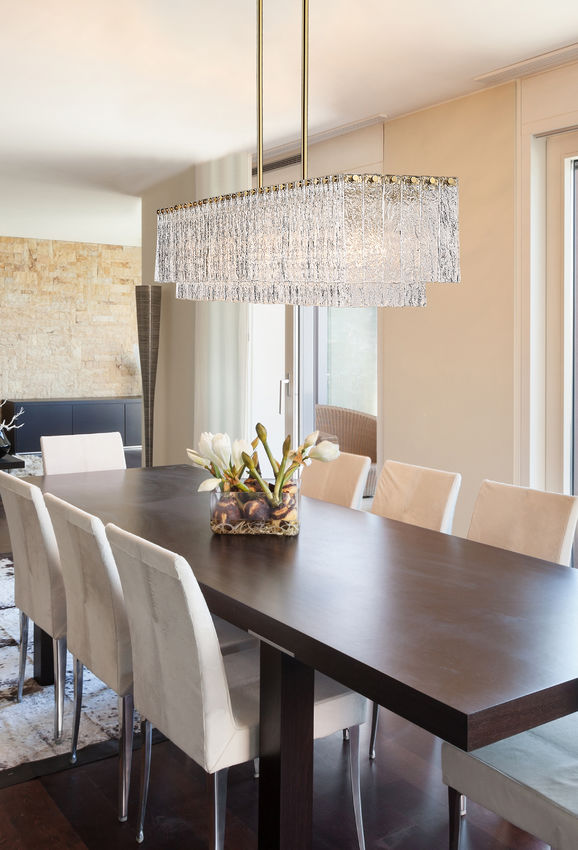 Z-Lite Glacier 12" 12-Light Modern Gold Island Light With Clear Glass Shade