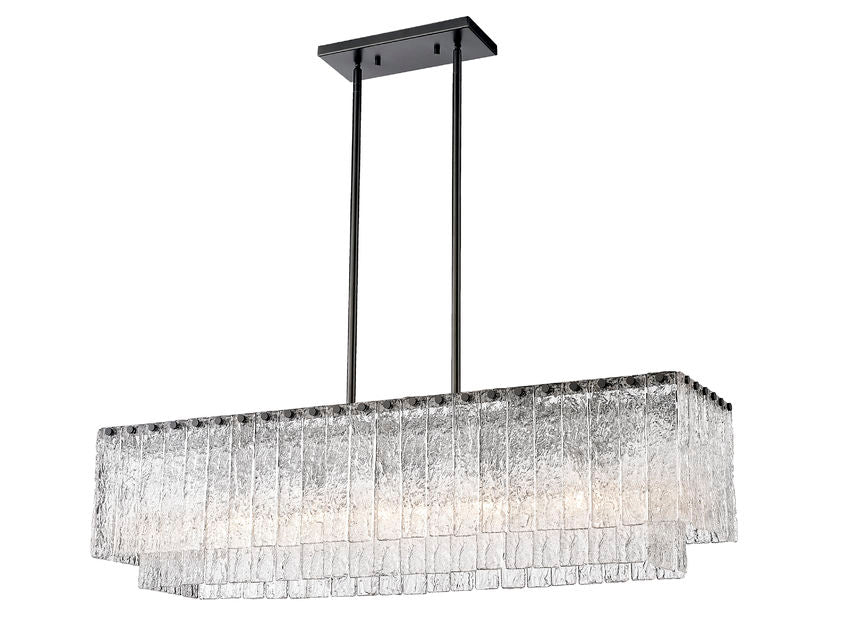 Z-Lite Glacier 12" 5-Light Matte Black Island Light With Clear Glass Shade