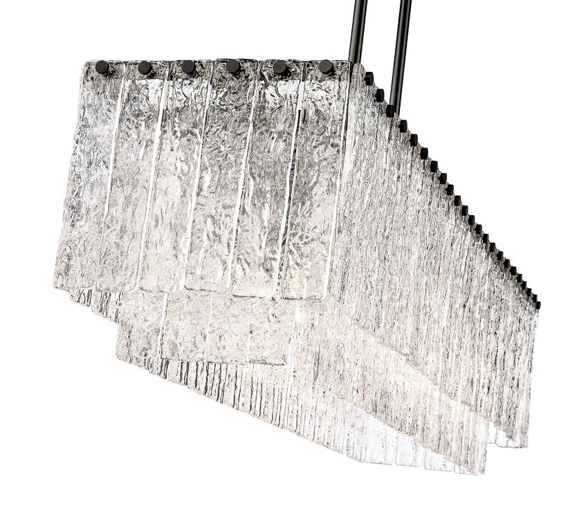 Z-Lite Glacier 12" 5-Light Matte Black Island Light With Clear Glass Shade