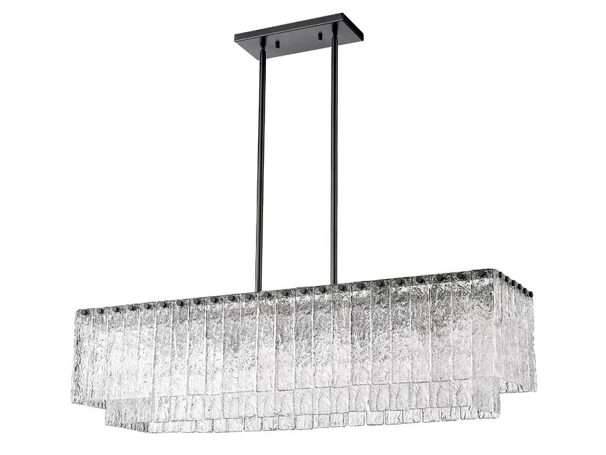 Z-Lite Glacier 12" 5-Light Matte Black Island Light With Clear Glass Shade