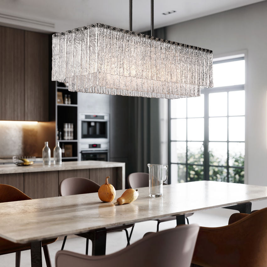Z-Lite Glacier 12" 5-Light Matte Black Island Light With Clear Glass Shade