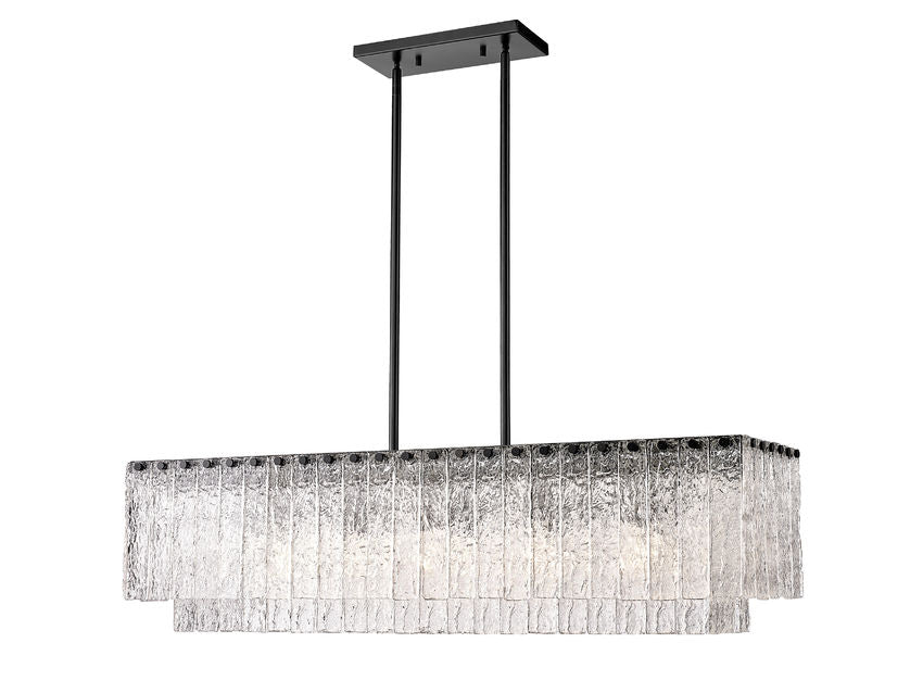 Z-Lite Glacier 12" 5-Light Matte Black Island Light With Clear Glass Shade