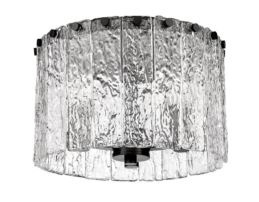 Z-Lite Glacier 13" 3-Light Matte Black Flush Mount Lighting With Clear Glass Shade