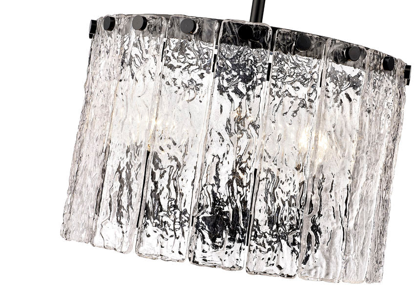 Z-Lite Glacier 13" 3-Light Matte Black Pendant Light With Clear Glass Shade