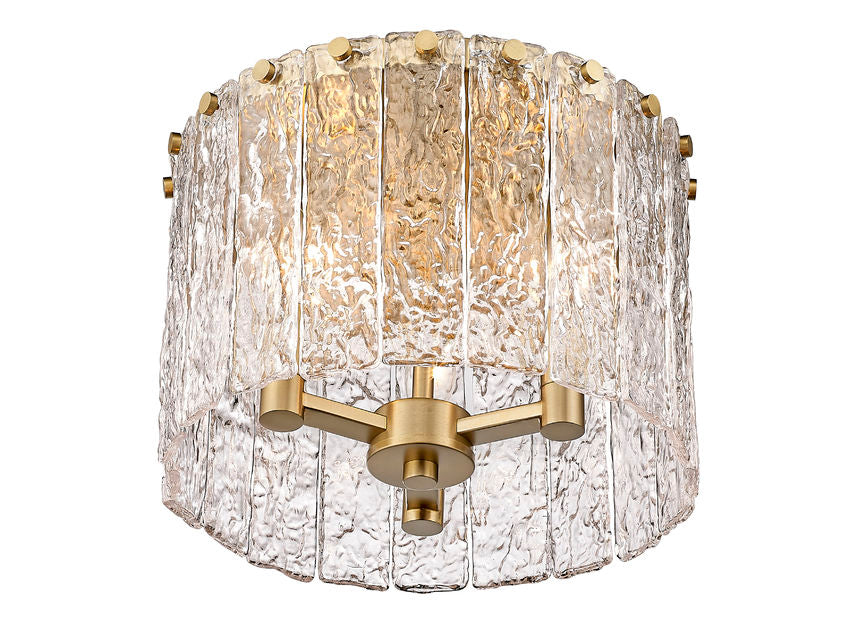 Z-Lite Glacier 13" 3-Light Modern Gold Flush Mount Lighting With Clear Glass Shade