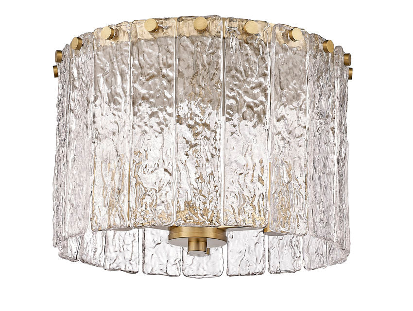 Z-Lite Glacier 13" 3-Light Modern Gold Flush Mount Lighting With Clear Glass Shade