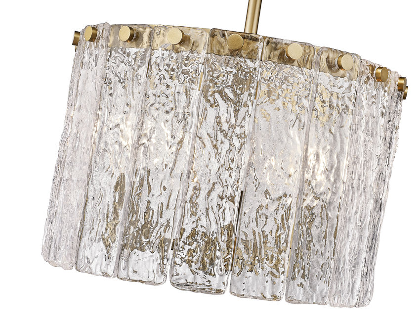 Z-Lite Glacier 13" 3-Light Modern Gold Pendant Light With Clear Glass Shade