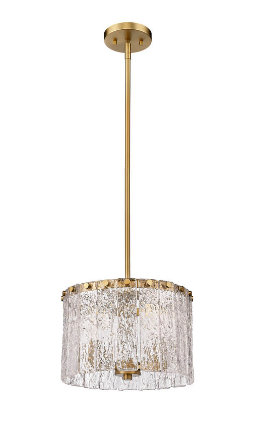 Z-Lite Glacier 13" 3-Light Modern Gold Pendant Light With Clear Glass Shade