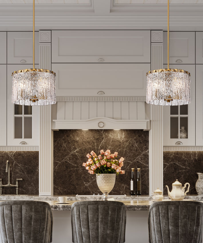 Z-Lite Glacier 13" 3-Light Modern Gold Pendant Light With Clear Glass Shade