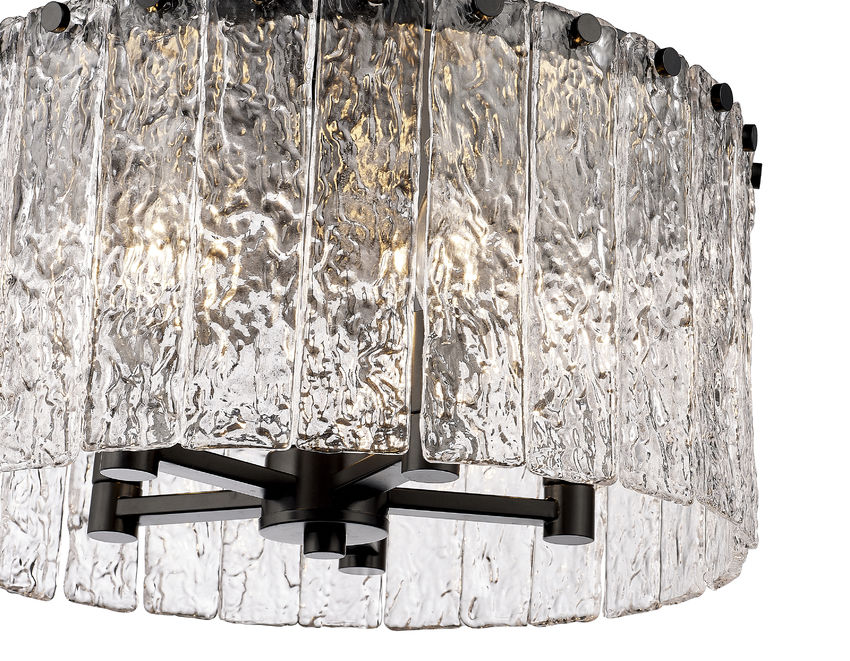 Z-Lite Glacier 17" 5-Light Matte Black Flush Mount Lighting With Clear Glass Shade