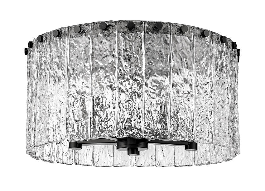 Z-Lite Glacier 17" 5-Light Matte Black Flush Mount Lighting With Clear Glass Shade