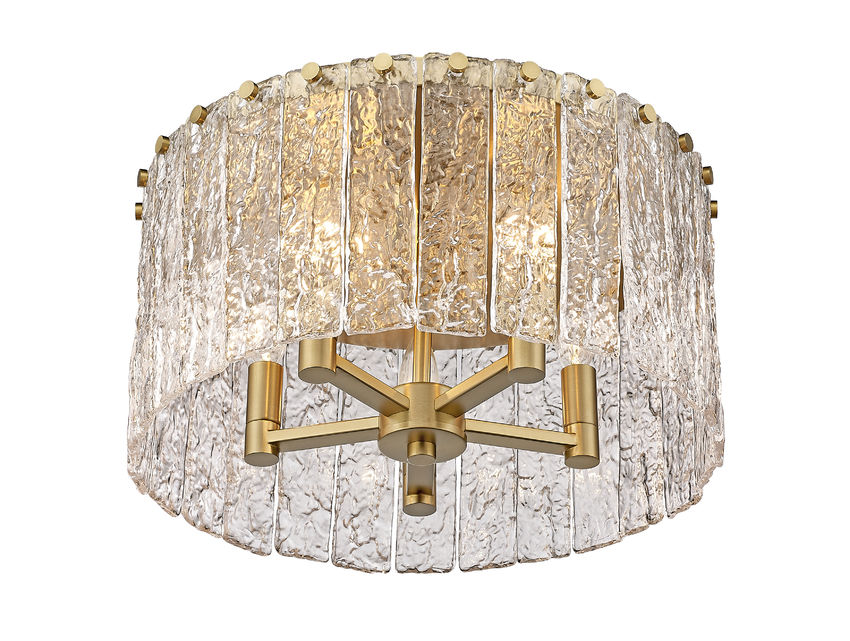 Z-Lite Glacier 17" 5-Light Modern Gold Flush Mount Lighting With Clear Glass Shade