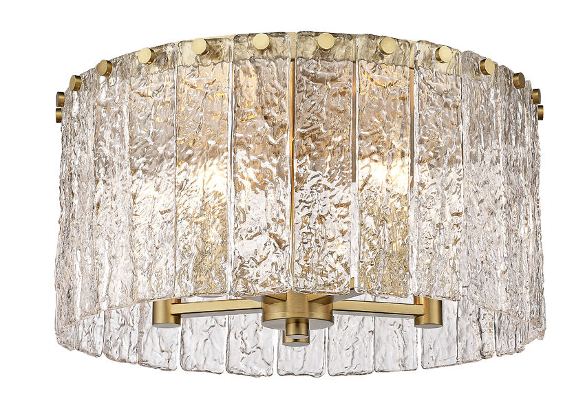 Z-Lite Glacier 17" 5-Light Modern Gold Flush Mount Lighting With Clear Glass Shade