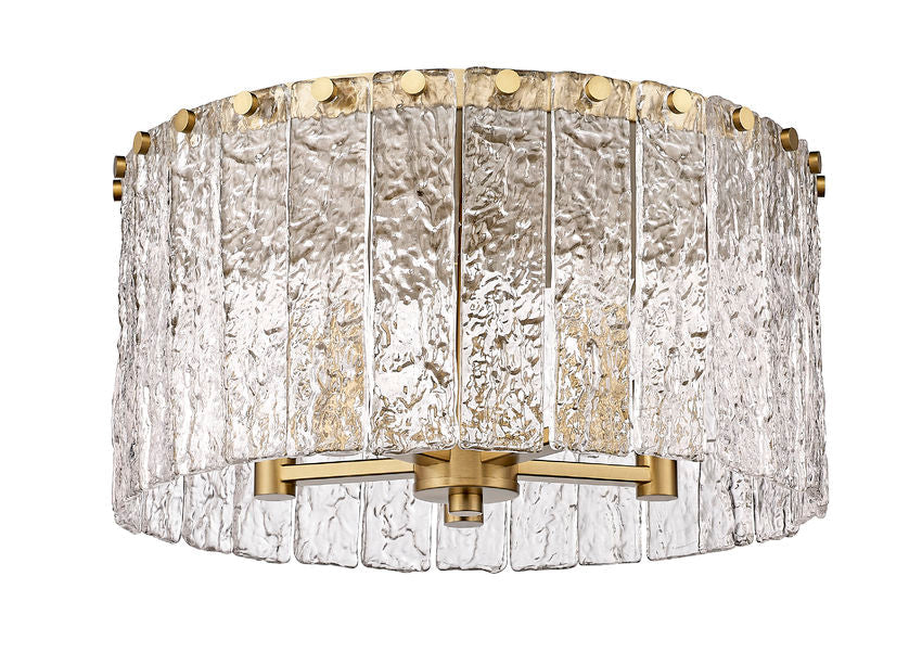 Z-Lite Glacier 17" 5-Light Modern Gold Flush Mount Lighting With Clear Glass Shade