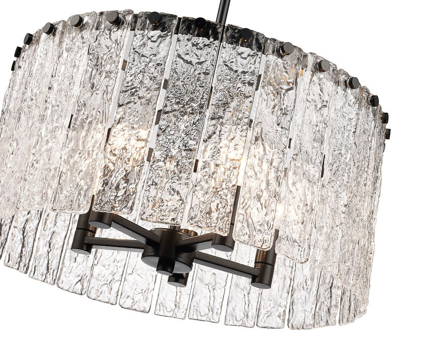 Z-Lite Glacier 19" 5-Light Matte Black Pendant Light With Clear Glass Shade