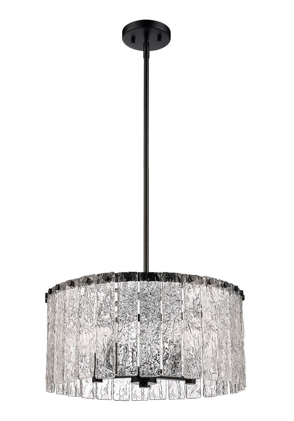 Z-Lite Glacier 19" 5-Light Matte Black Pendant Light With Clear Glass Shade