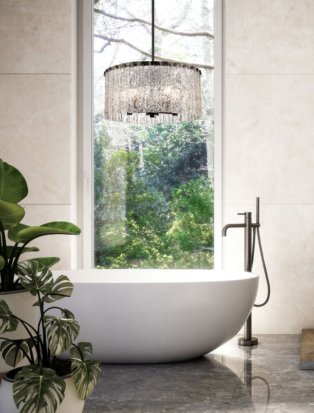 Z-Lite Glacier 19" 5-Light Matte Black Pendant Light With Clear Glass Shade