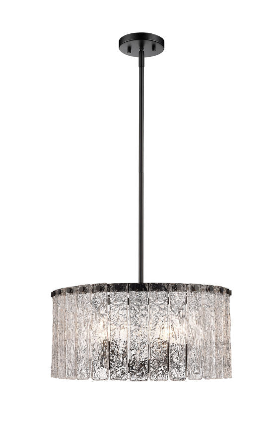 Z-Lite Glacier 19" 5-Light Matte Black Pendant Light With Clear Glass Shade