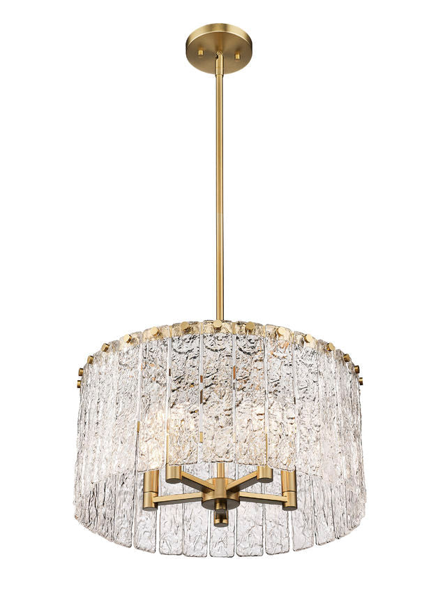 Z-Lite Glacier 19" 5-Light Modern Gold Pendant Light With Clear Glass Shade