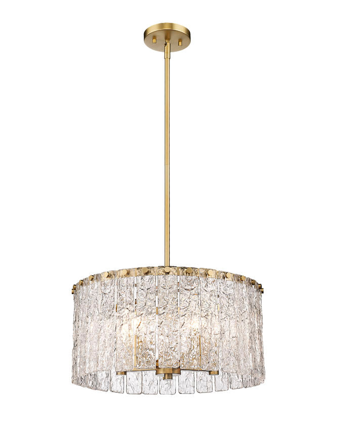 Z-Lite Glacier 19" 5-Light Modern Gold Pendant Light With Clear Glass Shade