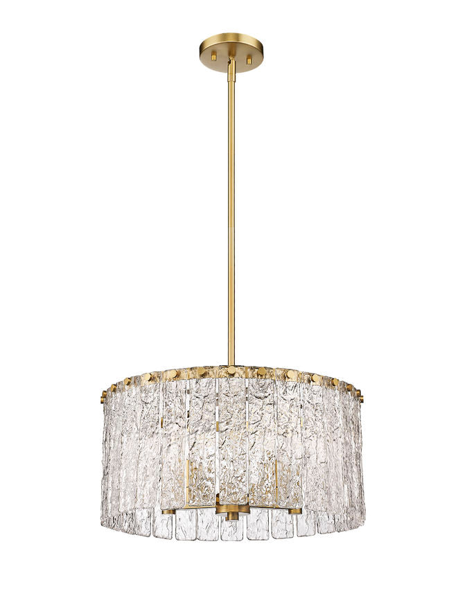 Z-Lite Glacier 19" 5-Light Modern Gold Pendant Light With Clear Glass Shade