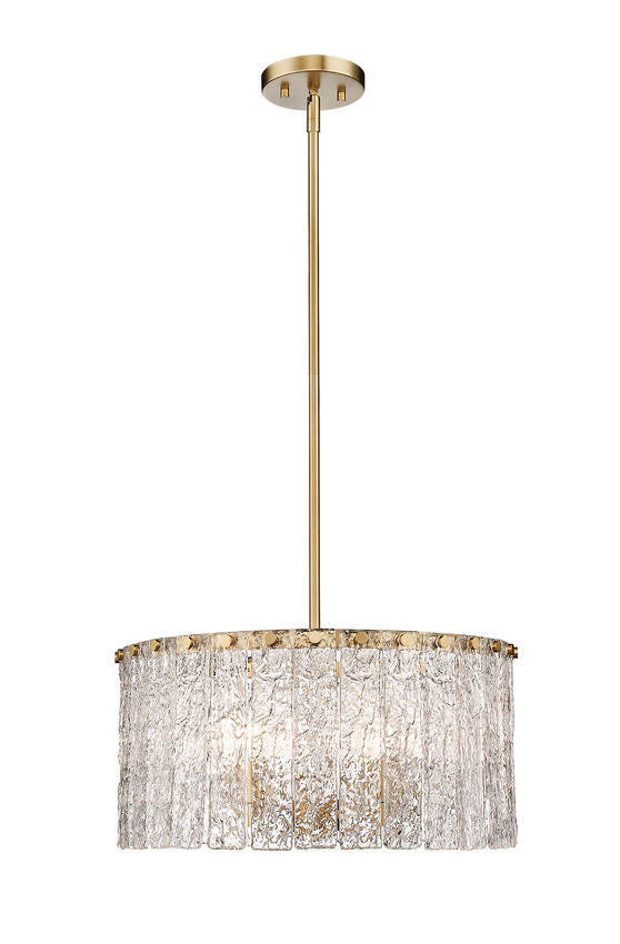 Z-Lite Glacier 19" 5-Light Modern Gold Pendant Light With Clear Glass Shade